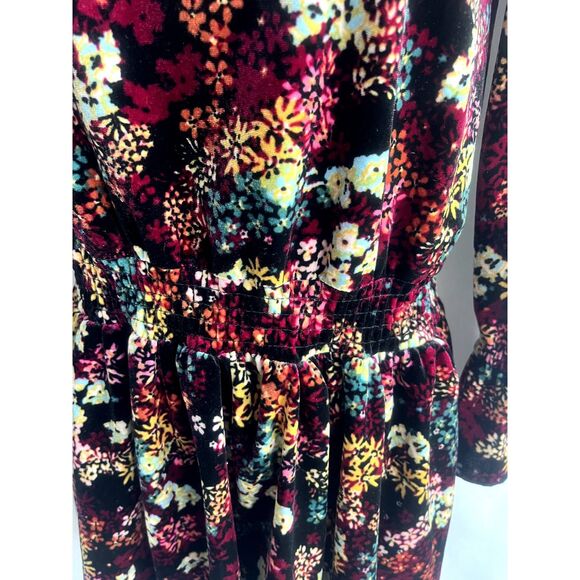 Ella Moss Girls Floral Print Velvet Dress Size 10 Girls Cute Girly Smocked Waist - Picture 7 of 10